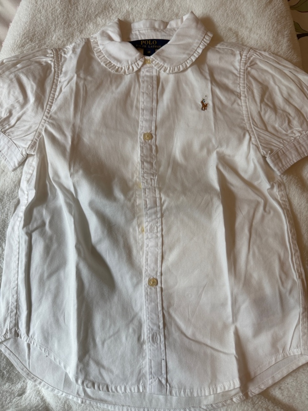 Polo by Ralph Lauren White Ruffled Collar Button-Down Shirt
